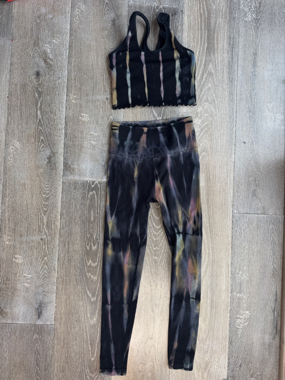 Spiritual Gangster Black Tie-Dye Crop Tank & Leggings Set AZ0530